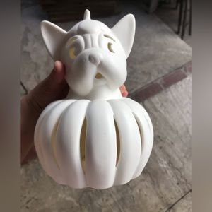 Halloween Ceramic Dog with pumpkin Statue